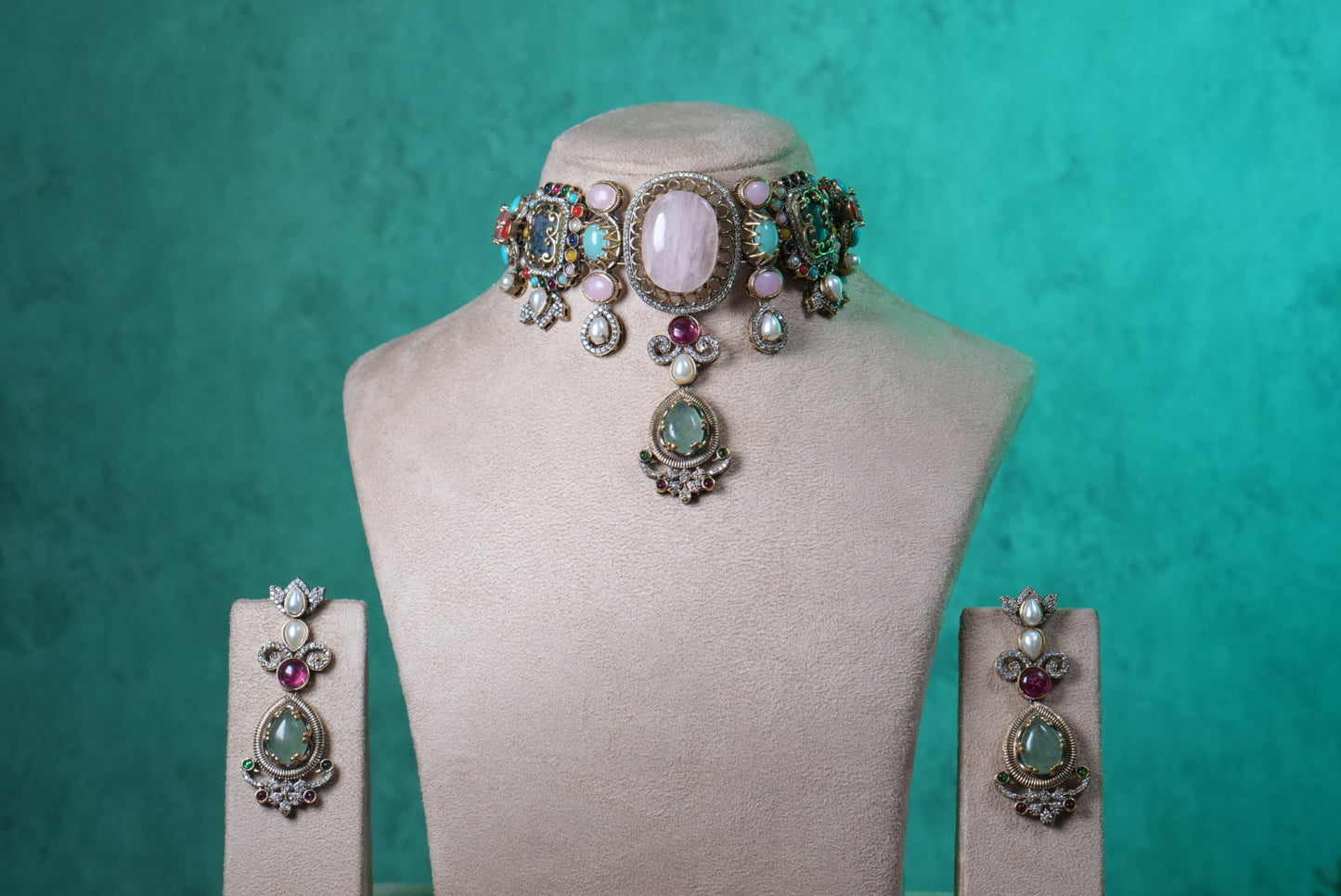 Multi Stone Necklace Set(4-9354)(B)