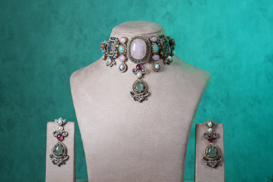 Multi Stone Necklace Set(4-9354)(B)