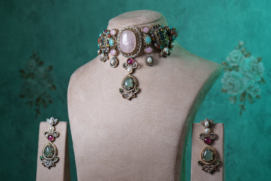 Multi Stone Necklace Set(4-9354)(B)