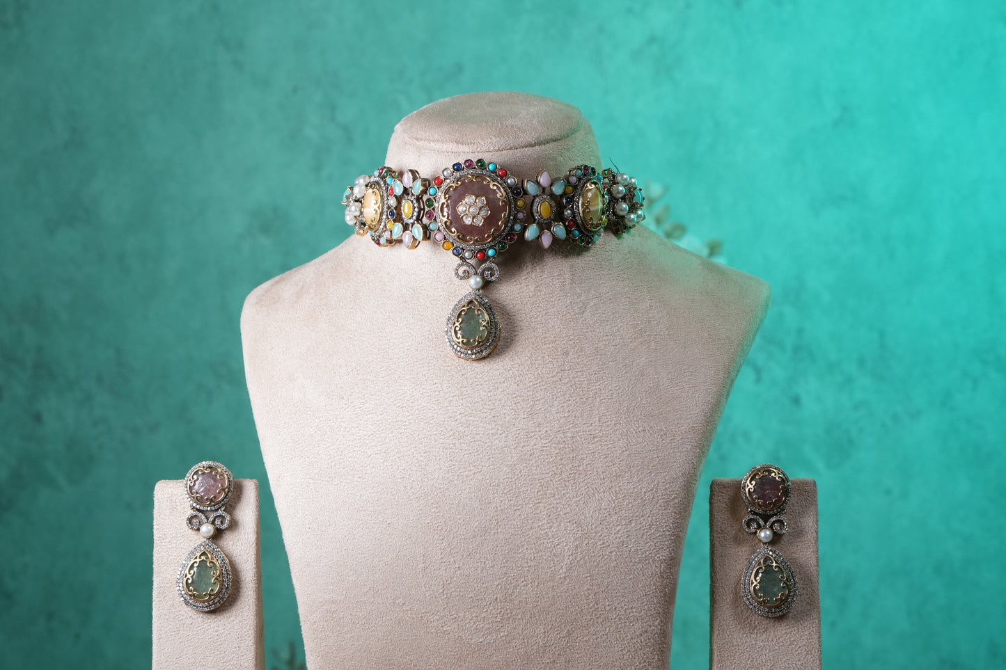 Multi Stone Choker Set(4-9365)(B)