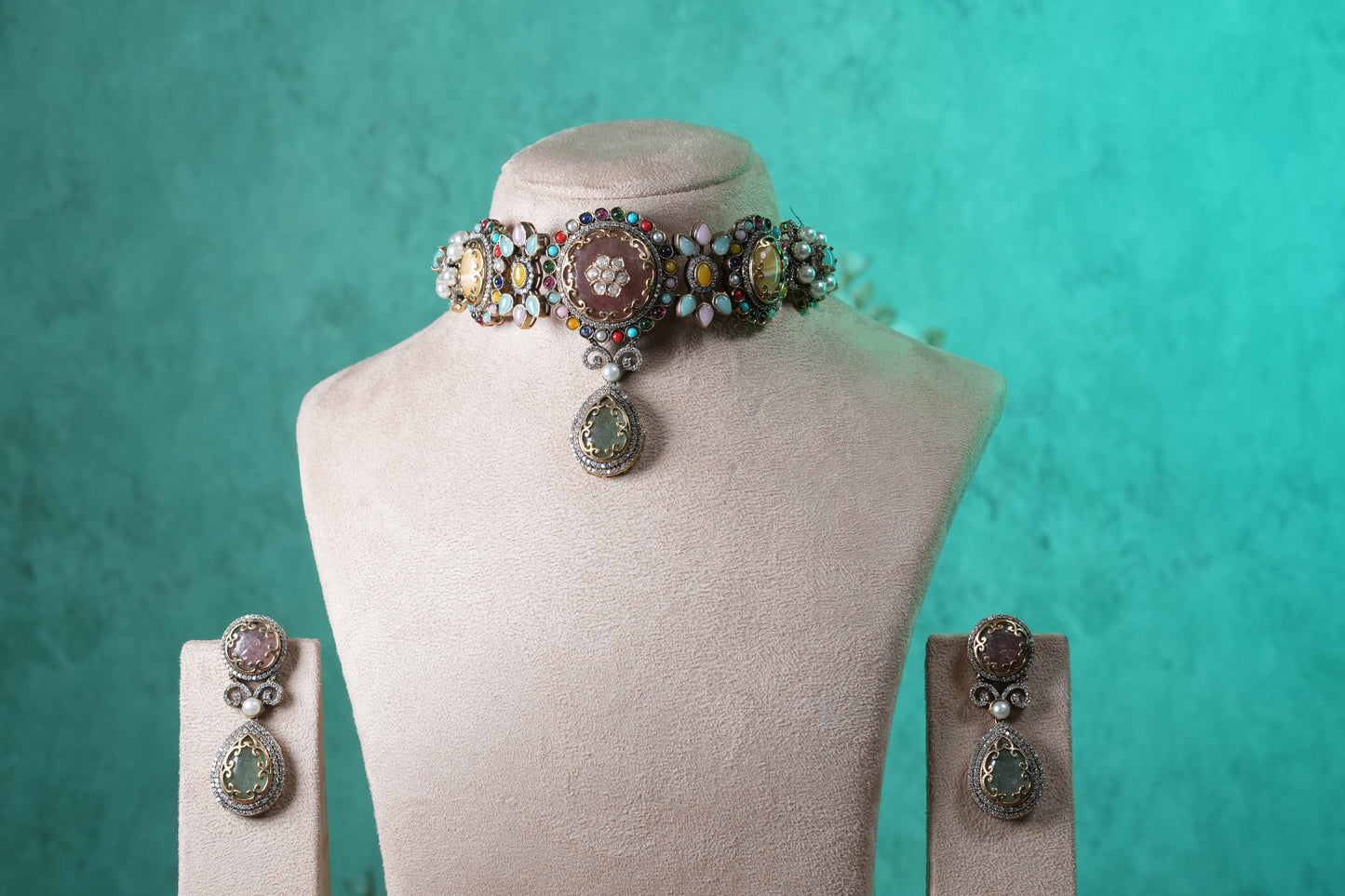 Multi Stone Choker Set(4-9365)(B)