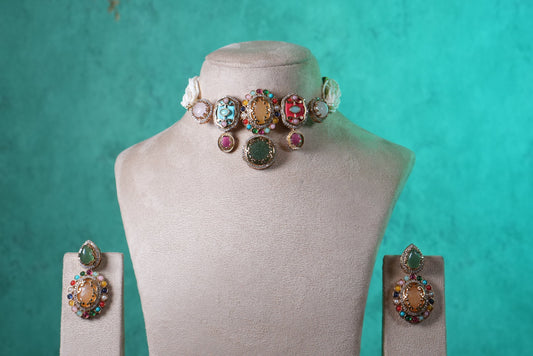 Multi Stone choker Set(4-9355)(B)