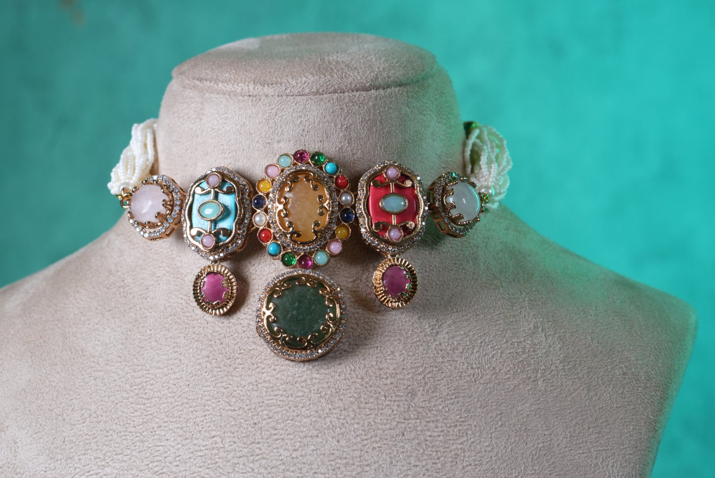 Multi Stone choker Set(4-9355)(B)