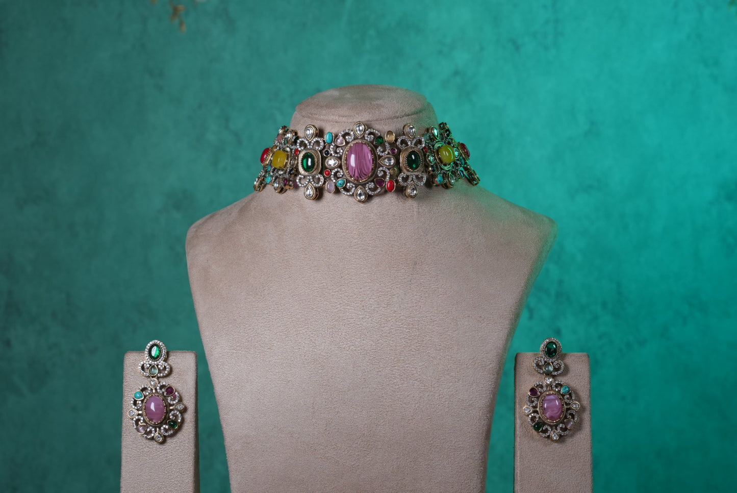 Multi Stone choker Set(4-9356)(B)