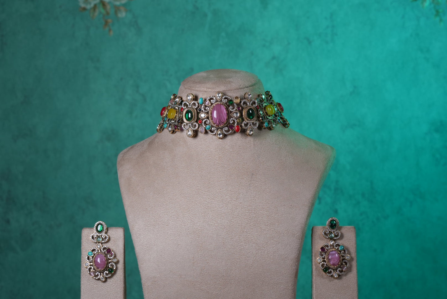 Multi Stone choker Set(4-9356)(B)