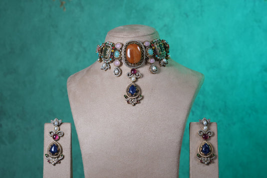 Multi Stone Necklace Set(4-9357)(B)