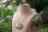 GREEN STONE Kundan pendant chain(4-9639)(R)