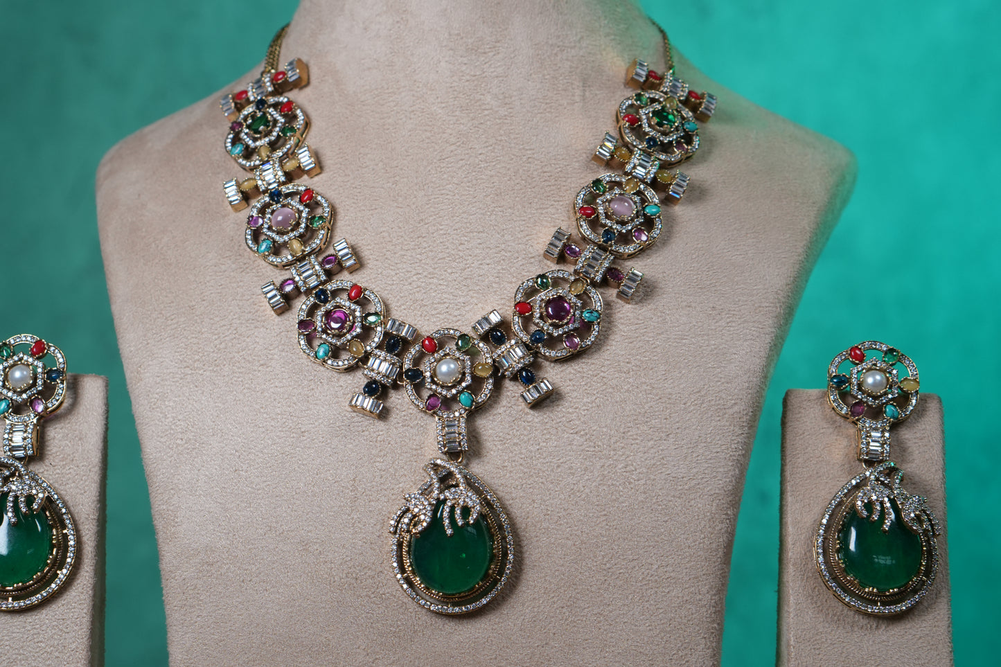 Multi Stone Necklace Set(4-9367)(B)