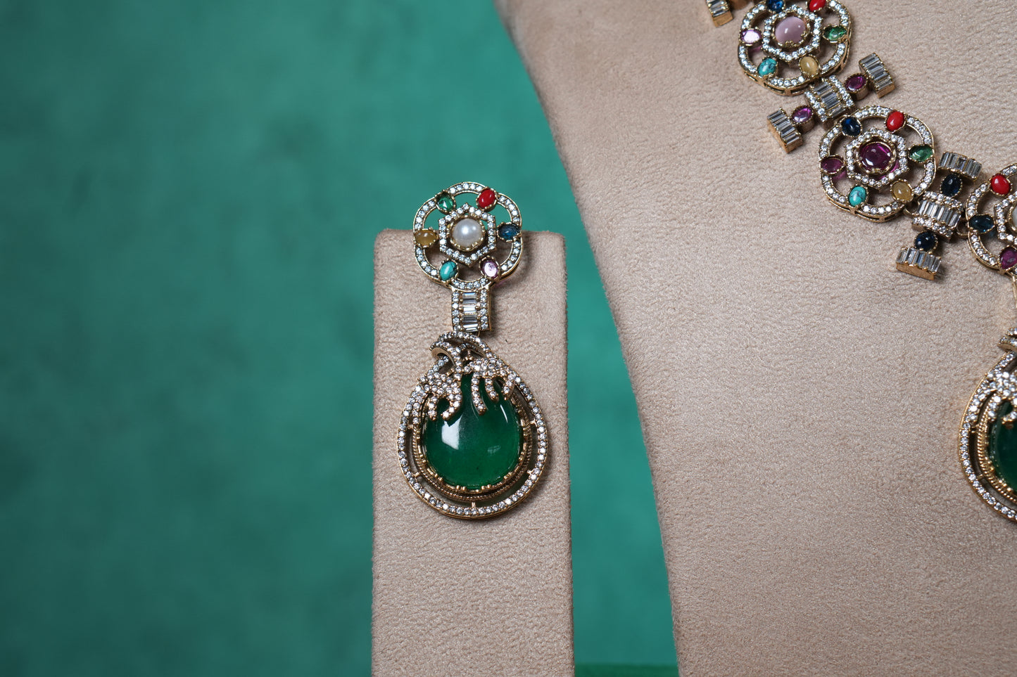 Multi Stone Necklace Set(4-9367)(B)