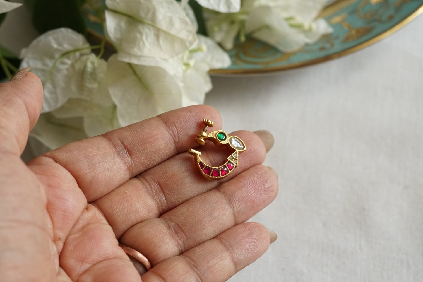 92.5 Silver Kundan Nath (2-301)(K)