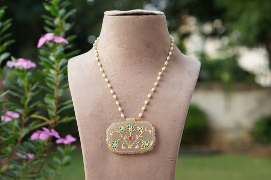 WHITE STONE Kundan pendant chain(4-9641)(R)