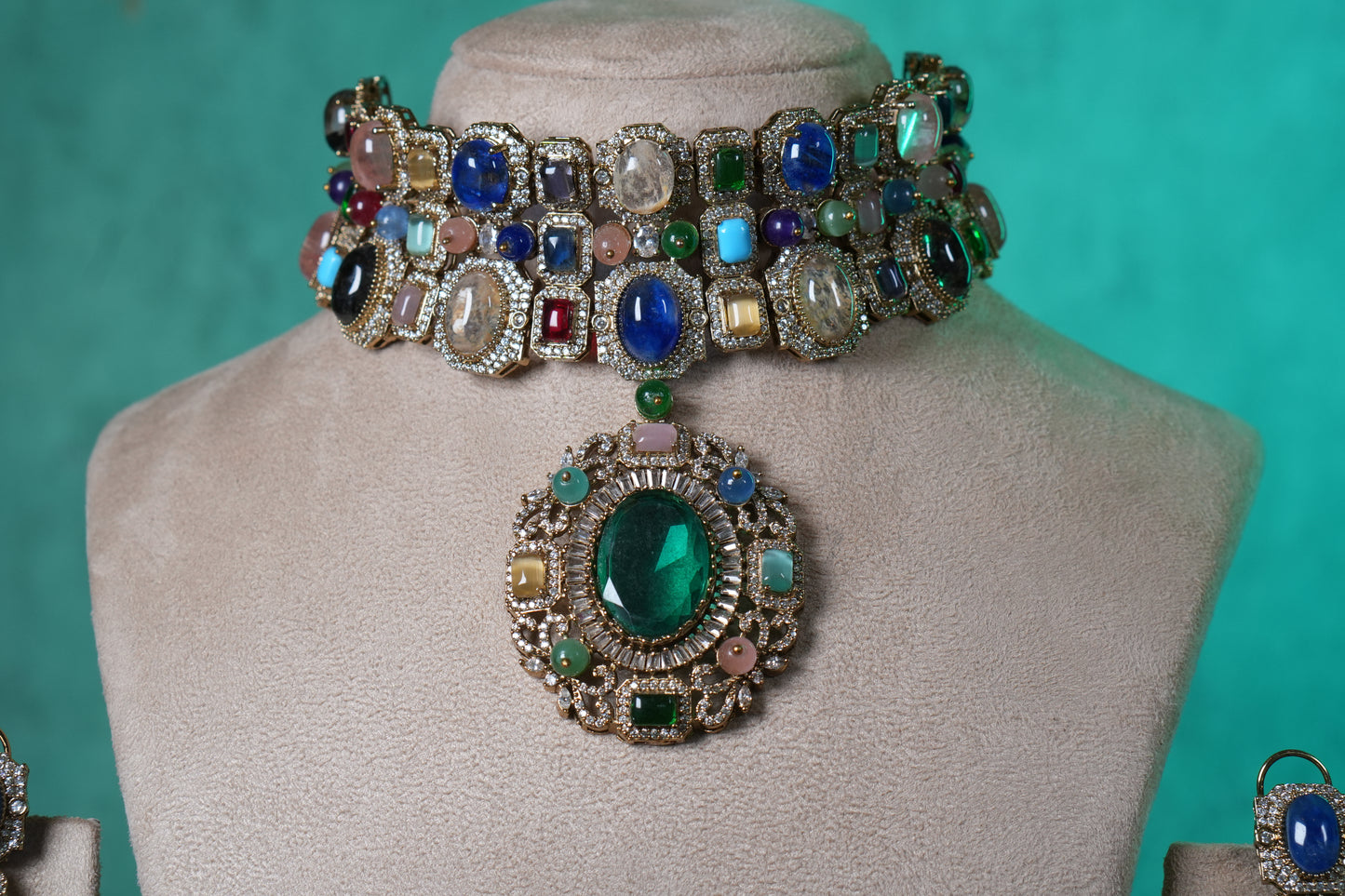 Multi Stone Necklace Set(4-9370)(B)