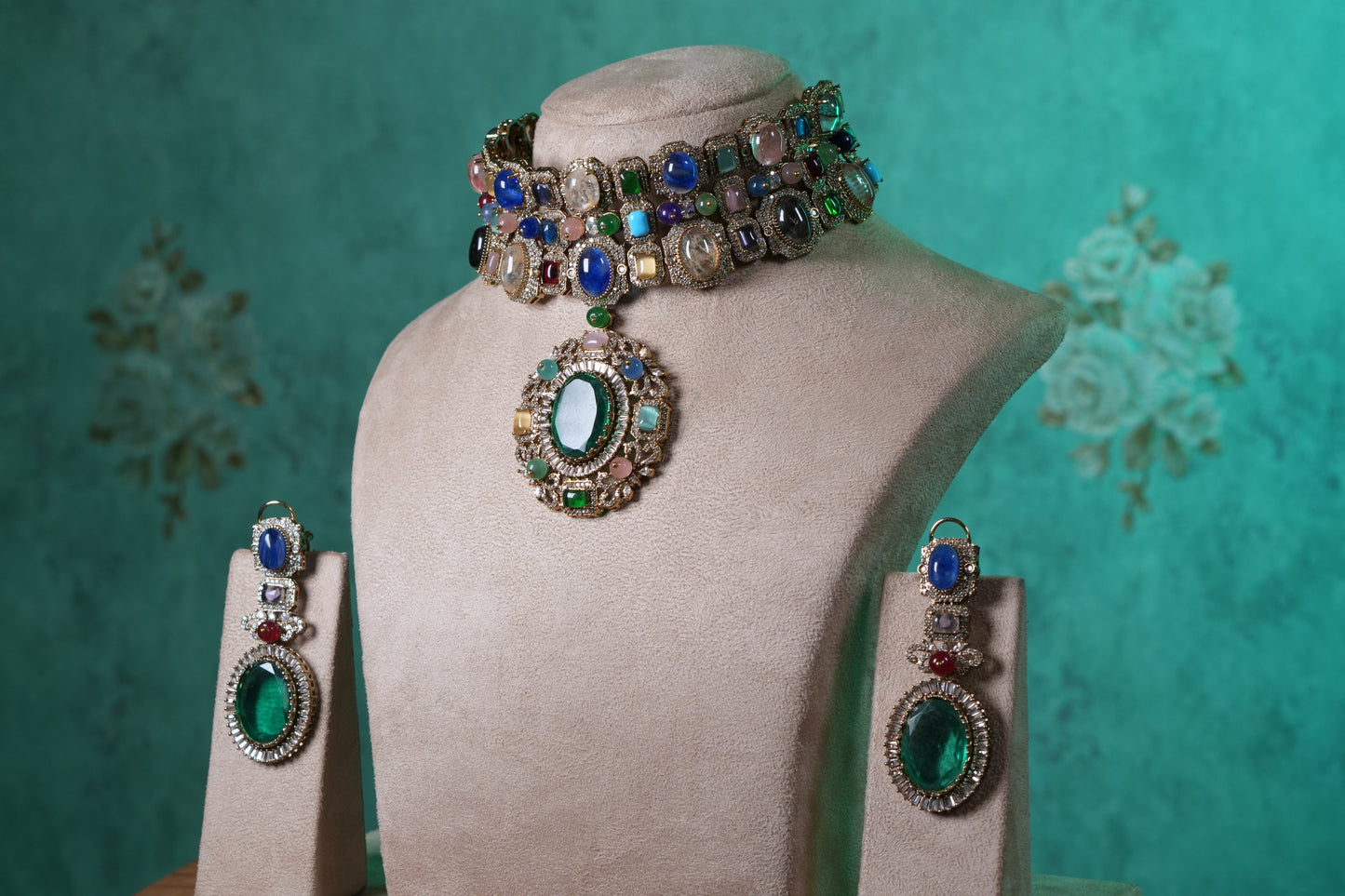 Multi Stone Necklace Set(4-9370)(B)