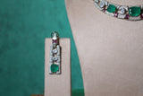 Green Stone ad Necklace Set(4-9371)(B) - JEWELSTYLE