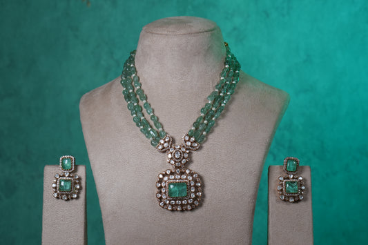 Green Stone Necklace Set(4-9372)(B)