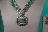 Green Stone Necklace Set(4-9372)(B) - JEWELSTYLE