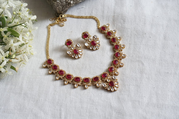 Polki necklace set  (4-8337)(B)