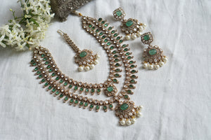 Polki necklace set with Maangtikka (4-8335)(B)