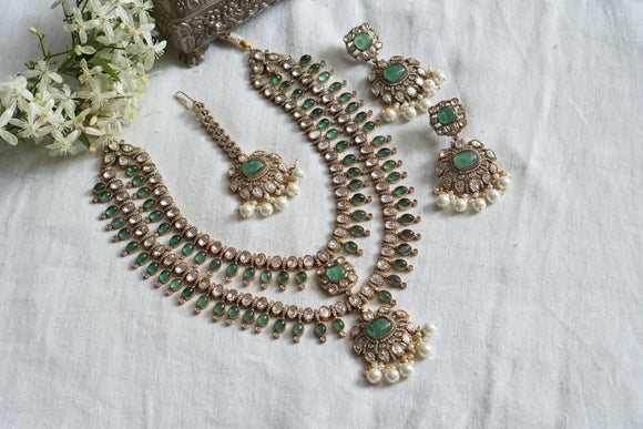 Polki necklace set with Maangtikka (4-8335)(B)