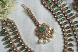 Polki necklace set with Maangtikka (4-8335)(B)