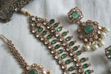 Polki necklace set with Maangtikka (4-8335)(B)