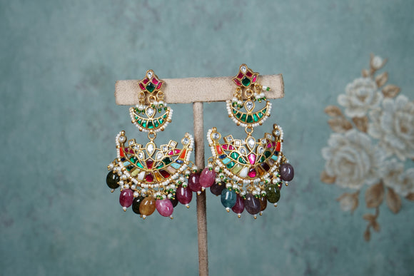 Multi Kundan Earrings (1-4811)(A)