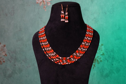 Coral Beads Necklace Set  (4-9402)(K)