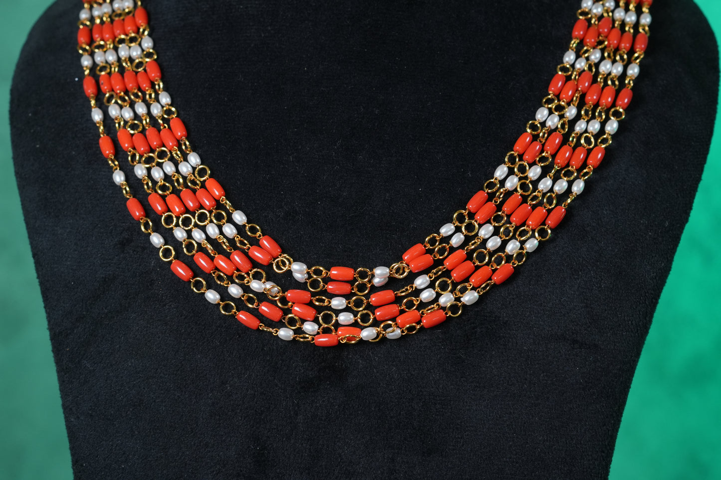 Coral Beads Necklace Set  (4-9402)(K)