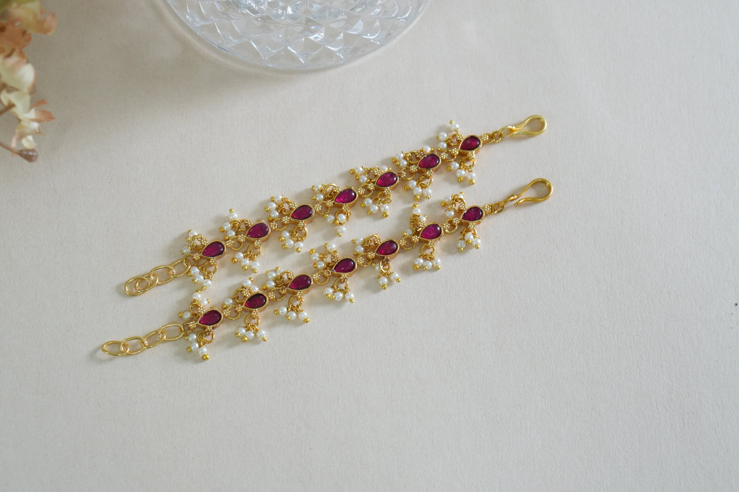 Pink Stone Kundan Earchain(9-390)(AK)