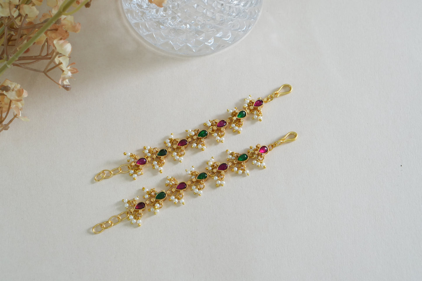 Multi Stone Kundan Earchain(9-391)(AK)