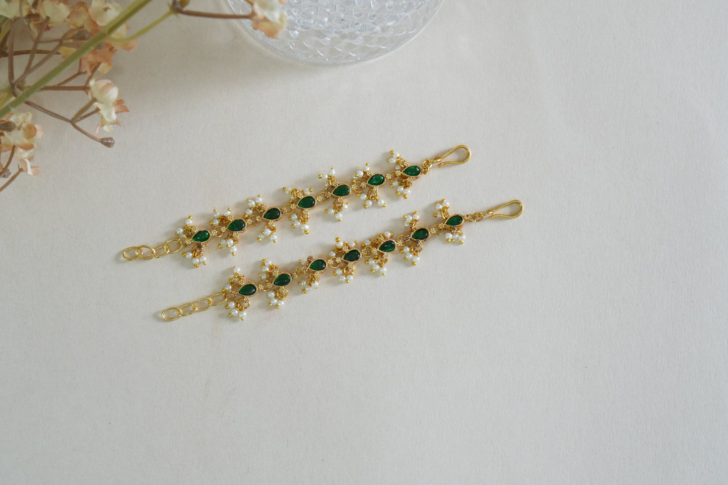 Green Stone Earchain(9-394)(AK)