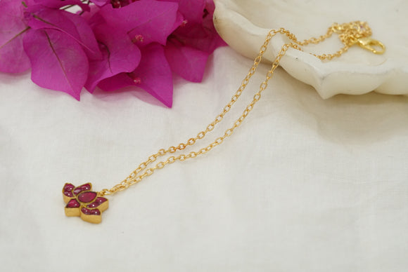 Kundan lotus pendant necklace (4-6971)(R)