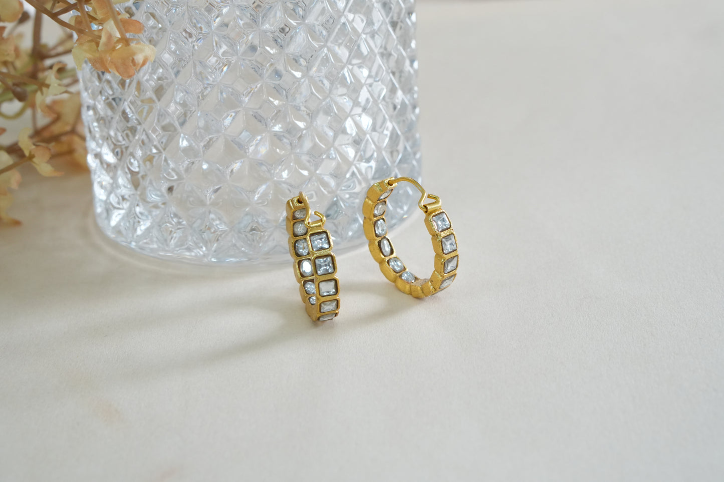 White Stone Kundan Bali Earrings (1-5376)(K)
