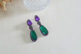 Purple & Green Stone Earrings (1-5374)(B)(From turkey)