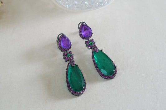 Purple & Green Stone Earrings (1-5374)(B)(From turkey)
