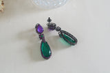 Purple & Green Stone Earrings (1-5374)(B)(From turkey)