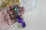 Light Green & Purple Stone Earrings (1-5375)(B)(From turkey)