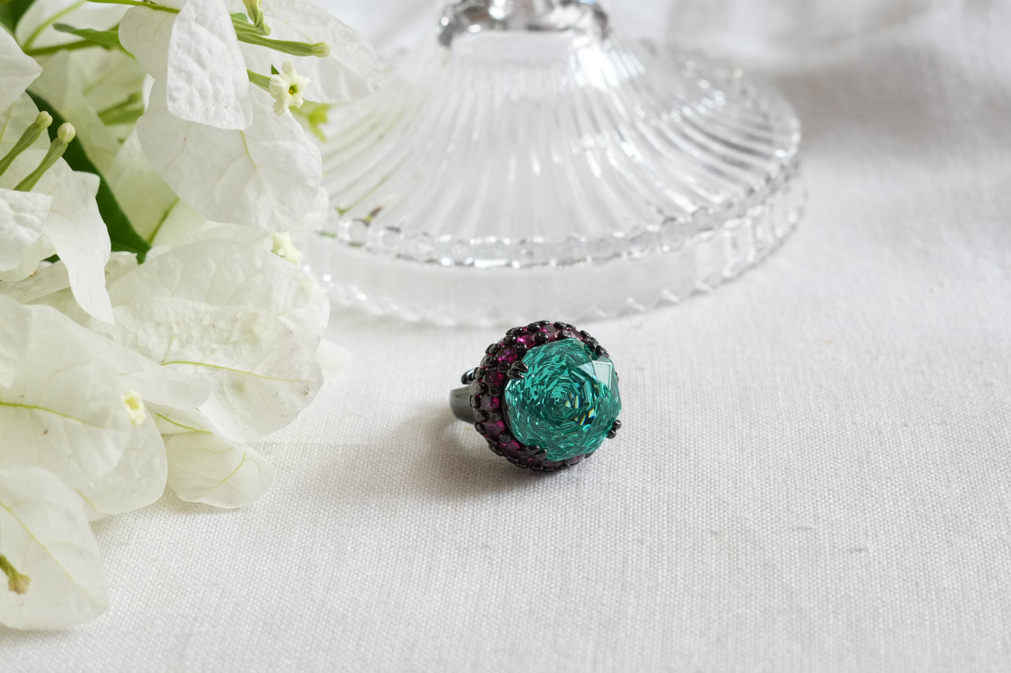 Aqua & Ruby stone Ring (6-375)(B)(From Turkey)