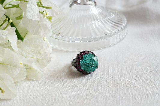 Aqua & Ruby stone Ring (6-375)(B)(From Turkey)