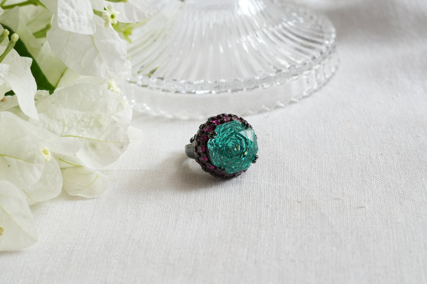 Aqua & Ruby stone Ring (6-375)(B)(From Turkey)