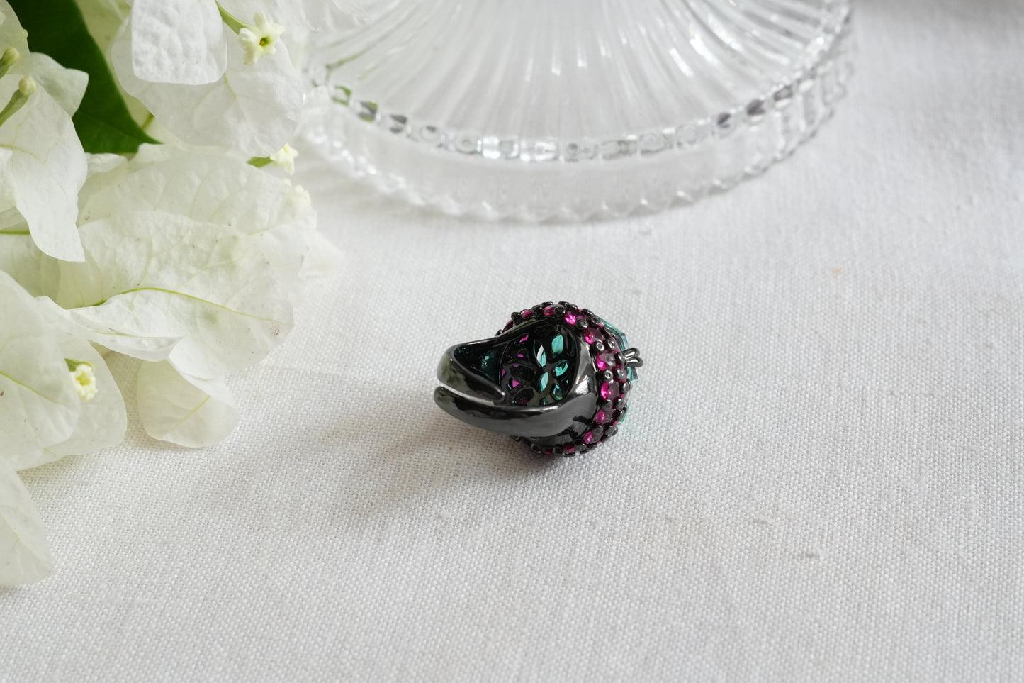 Aqua & Ruby stone Ring (6-375)(B)(From Turkey)