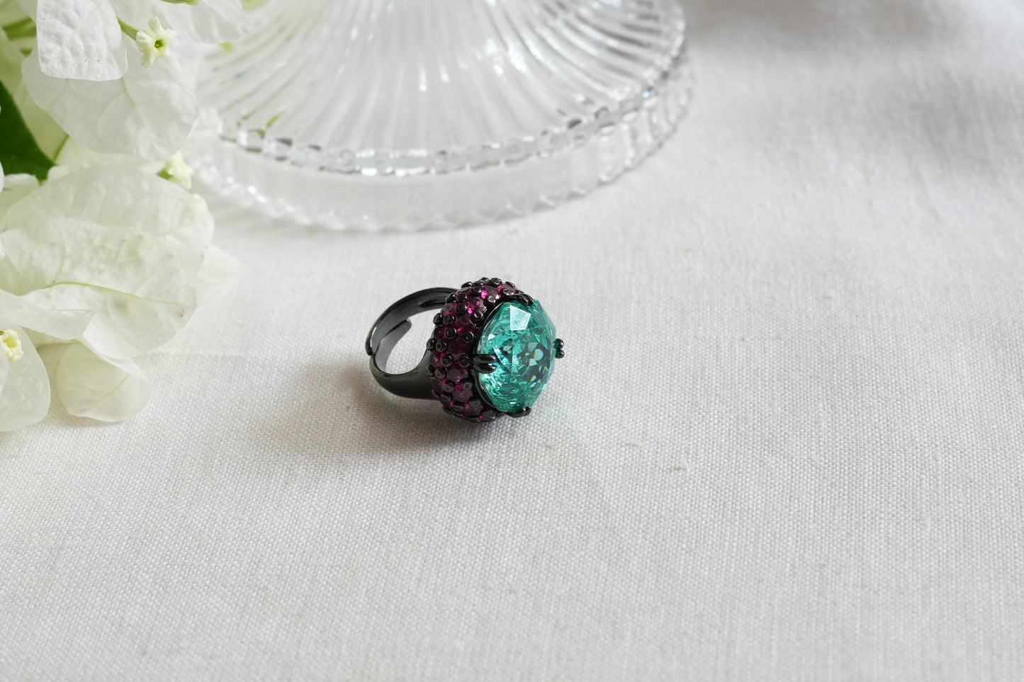 Aqua & Ruby stone Ring (6-375)(B)(From Turkey)