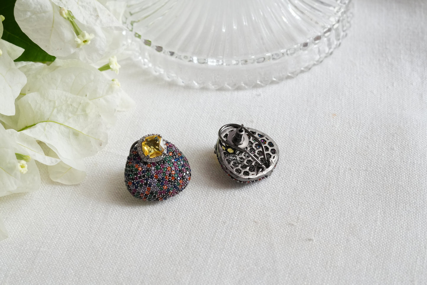 Multi Ad Stone Studs(1-5396)(B)(From Turkey)