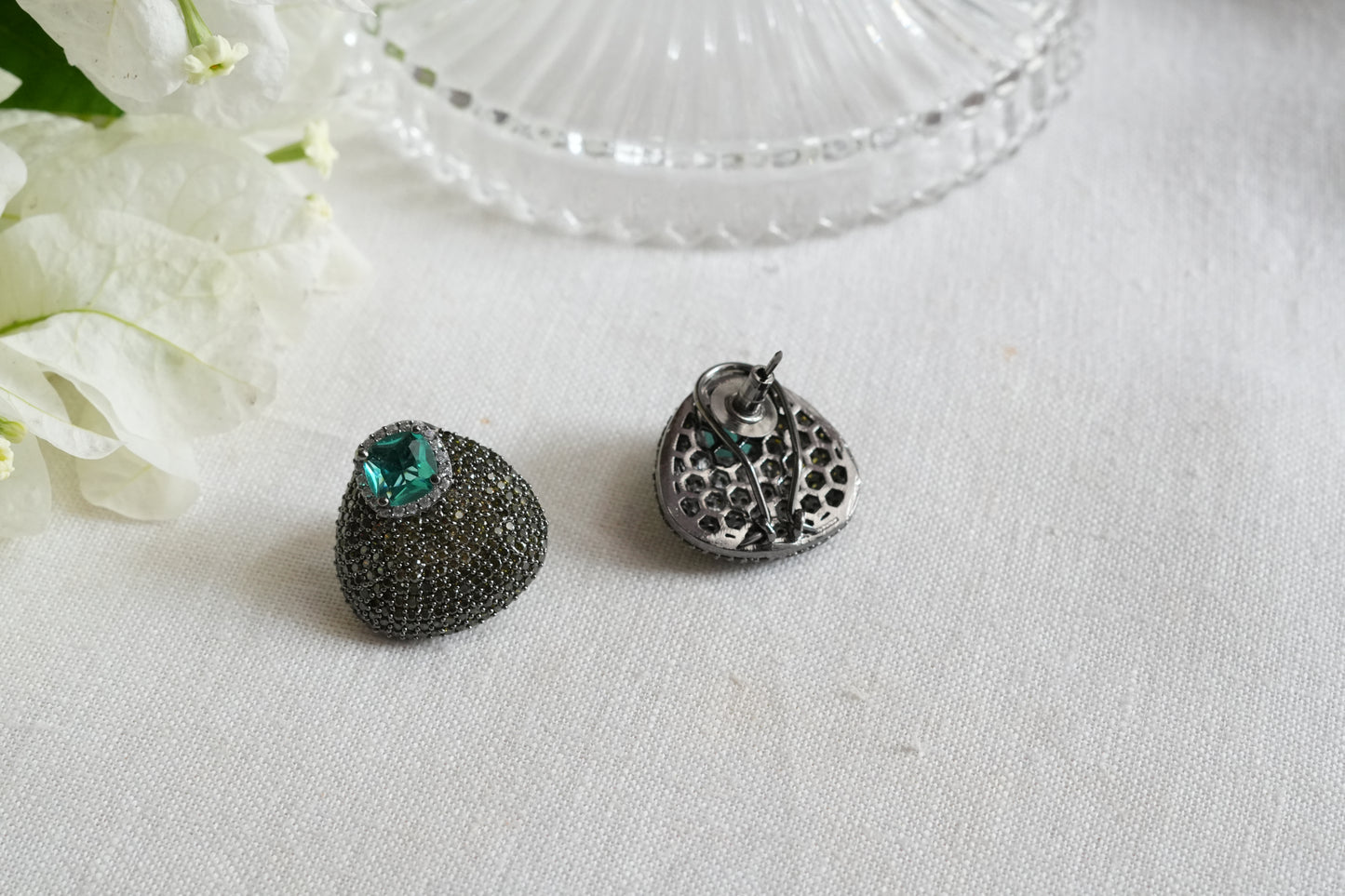 Aqua & Yellow Ad Stone Studs(1-5395)(B)(From Turkey)