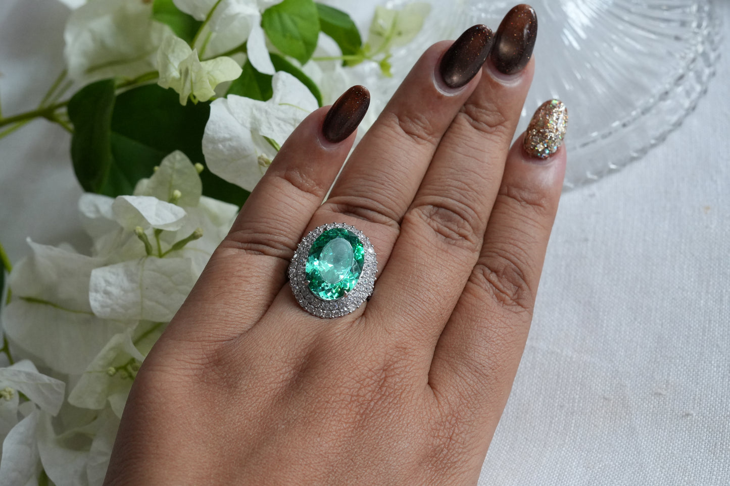 Aqua & Ad stone Ring (6-376)(B)(From Turkey)