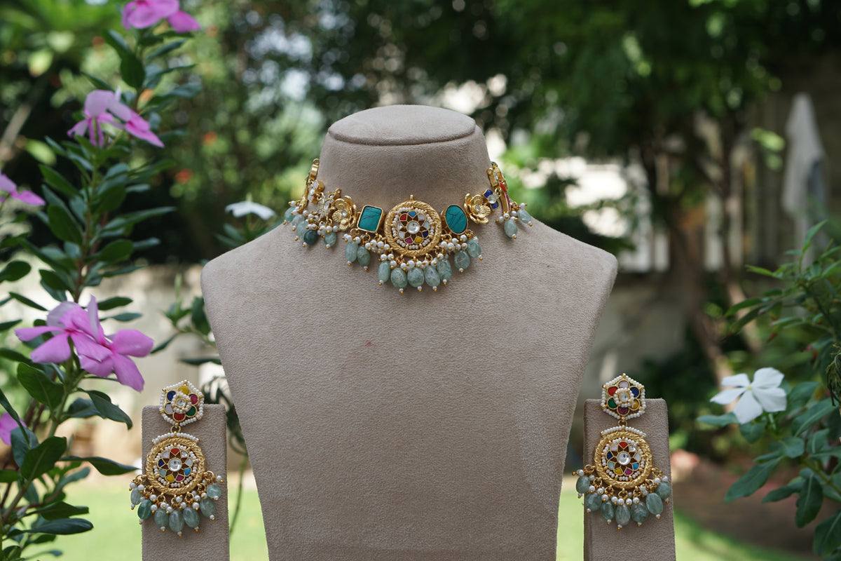 Kundan Choker Set (4-9688)(A)