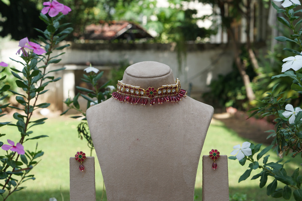 Kundan Choker Set (4-9690)(A)