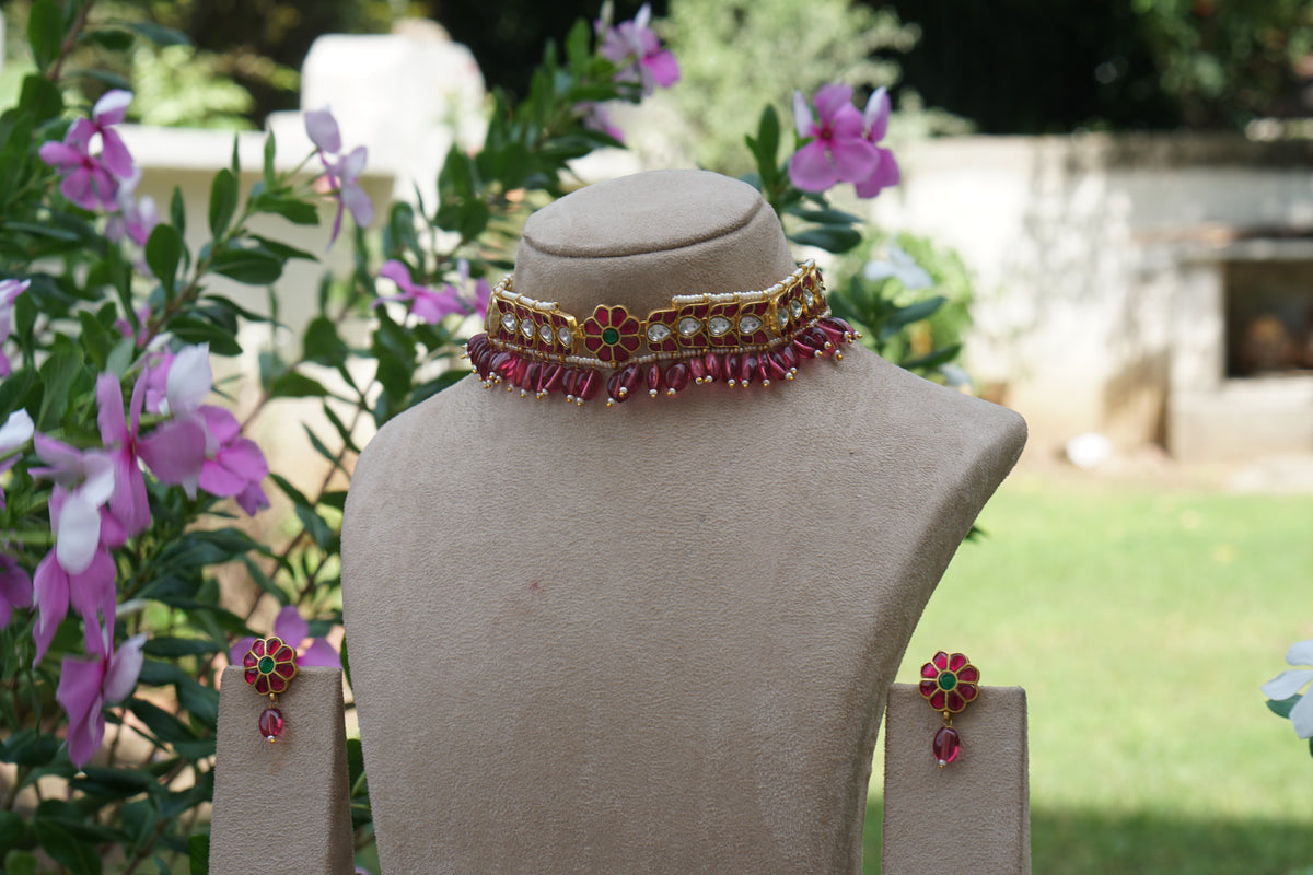 Kundan Choker Set (4-9690)(A)