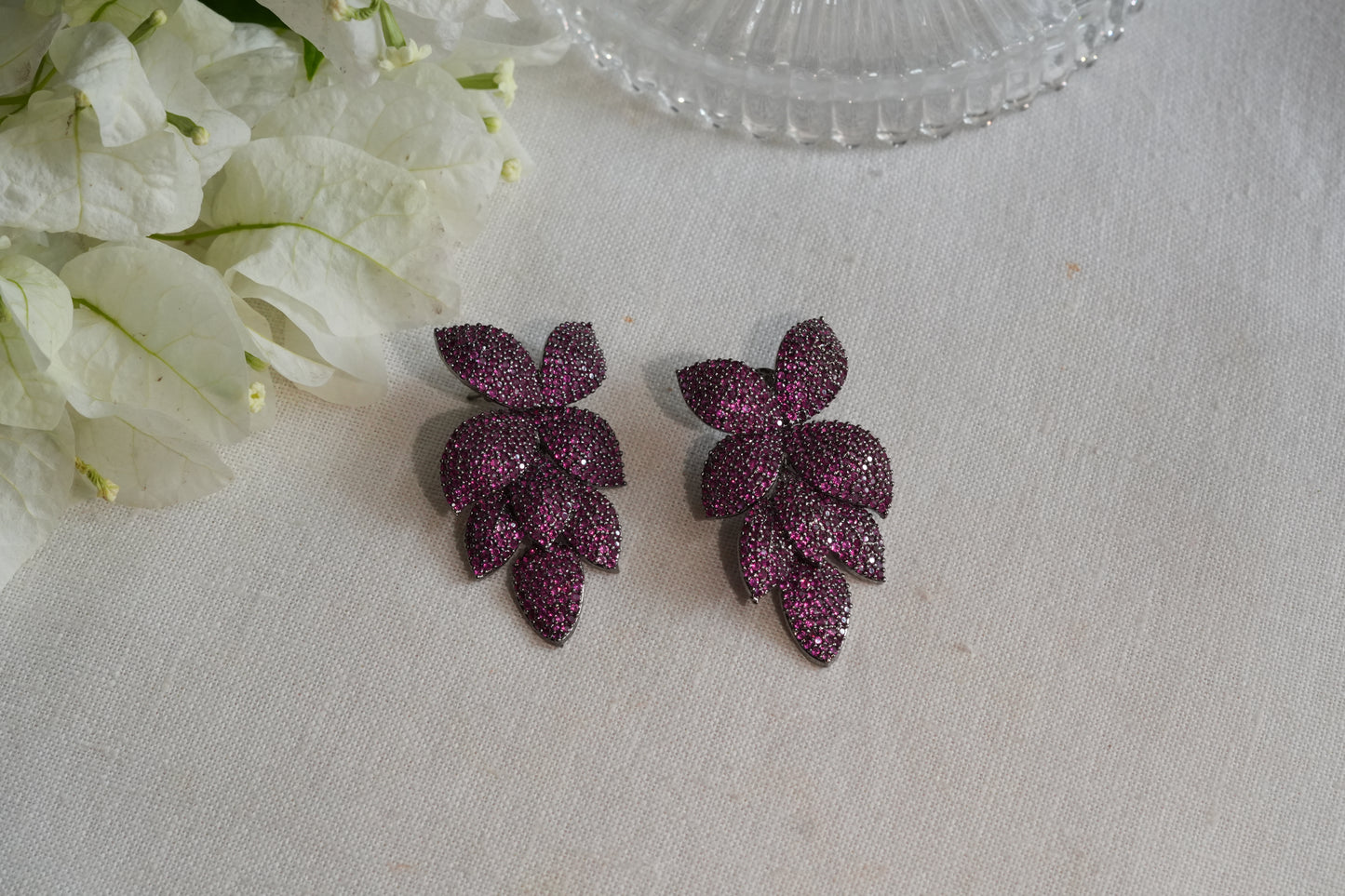 Ruby Ad Stone Earrings (1-5397)(B)(From Turkey)