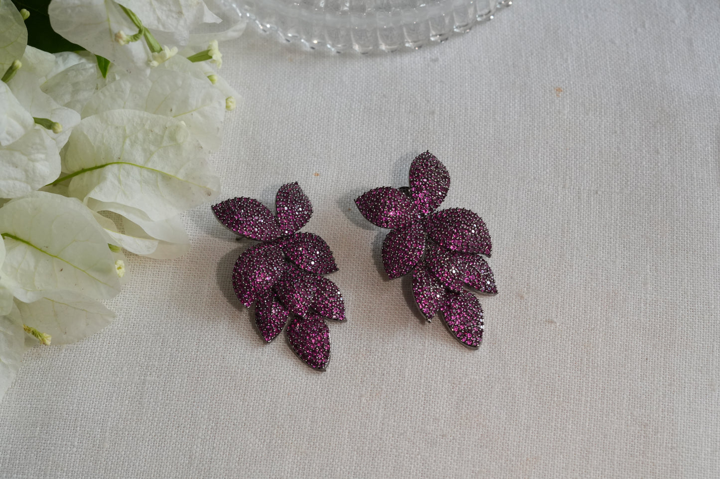 Ruby Ad Stone Earrings (1-5397)(B)(From Turkey)